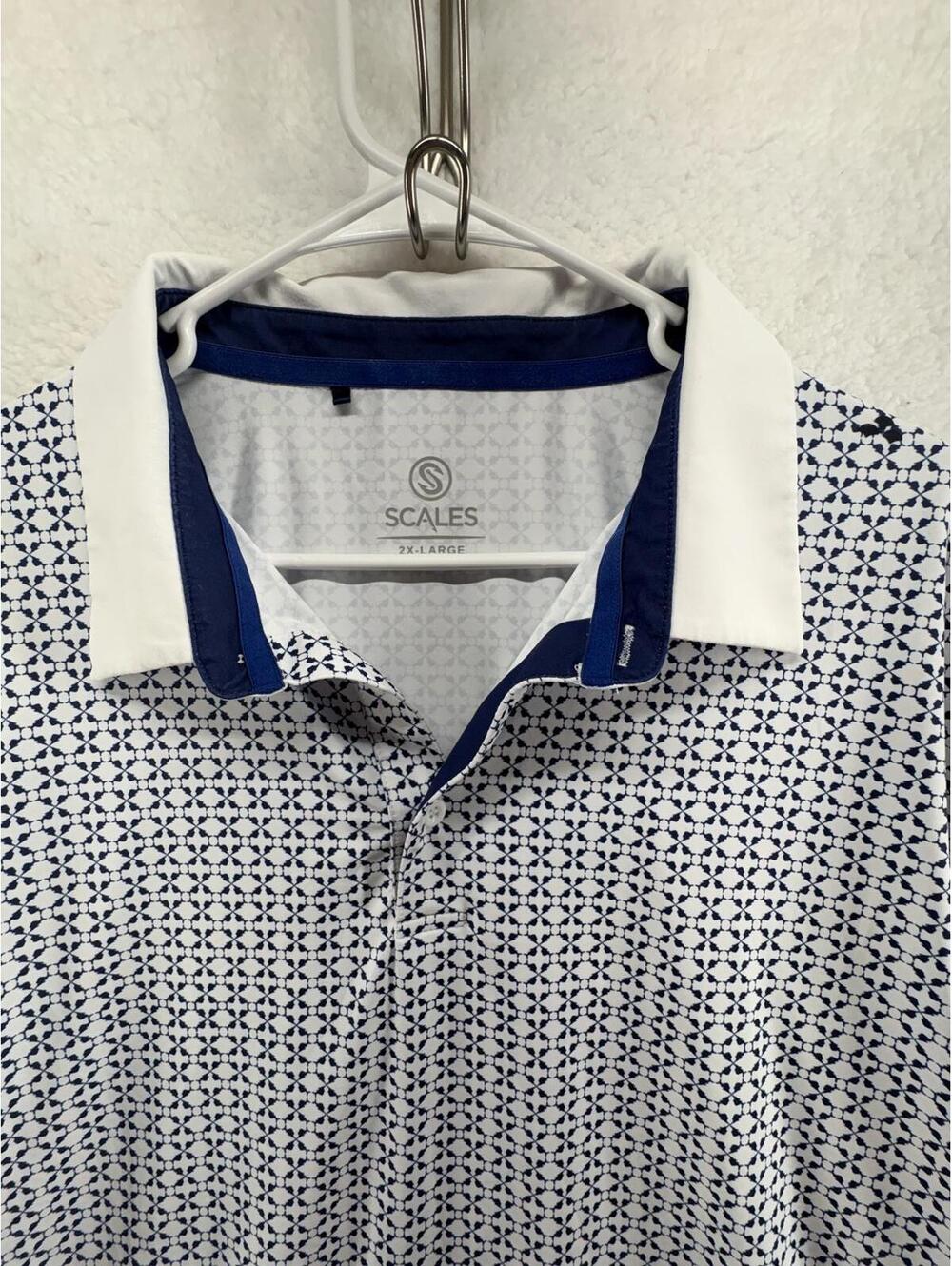 Scales Golf Polo Shirt Mens 2XL Nautical Geometric Performance Stretch